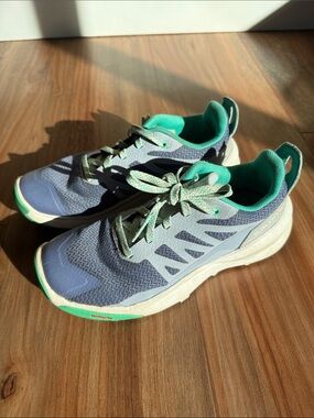 Salomon Kids Gray and Teal Trail Sneakers
